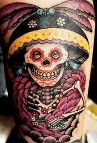 Kar színű mexikói koponya tetoválás kép