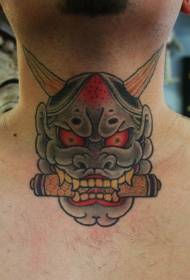 Divertente modello di tatuaggio maschera prajna al collo