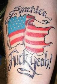 Bandera americana de color de pierna con patrón de tatuaje inglés