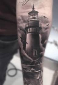 Lighthouse tattoo picture osvetľujúci smer spredu