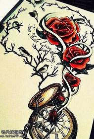 Рукопис троянди будильник візерунок татуювання