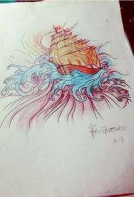 Corak manuskrip tatu pelayaran yang cantik dan indah untuk menikmati gambar