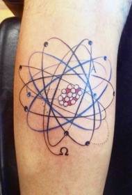 Цвят на ръката малък модел на татуировка на атома