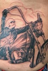 Gutter Abdominal Black Grey Sketch Sting Tips Creative Domineering Motorcycle Rider Tattoo Picture