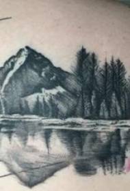 Boys mbrapa gri e zezë skica vizatime krijuese të bukura për peizazhet e peizazhit