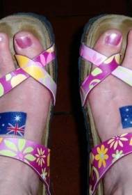 女腳背顏色澳大利亞國旗紋身圖片