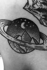Planet Themed Tattoos - 9 Star Planet-temas van Black and Grey Planet Tattoos