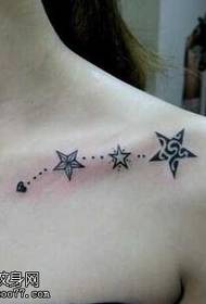Гръдна петзвездна татуировка модел