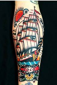 Old school triumphant sailboat tattoo pattern