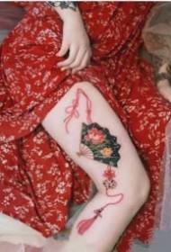 Традиционален сет од 9 слики на тетоважи со вентилатори