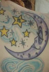 Barkada sa kolor sa bulan ug mga bituon nga sumbanan sa tattoo
