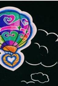 Шарена шема на ракопис за тетоважа со балони со топол воздух