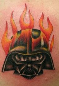 Vento europeo e americano Darth Vader patrón de tatuaxe de casco e chama
