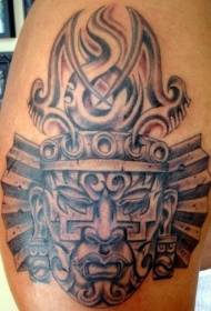 아즈텍 석상 마스크 문신 패턴