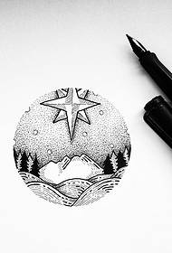 Geometric point tattoo landscape tattoo manuscript