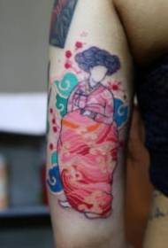 Iseti yemifanekiso emincinci ye tattoo yaseJapan ukiyo-e kunye namafu
