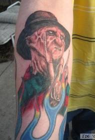 Armfärg Freddy Kruger tatueringsmönster