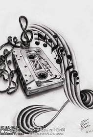 Modello di tatuaggio classico personaggio musicale nastro