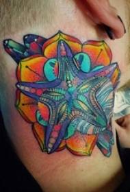 Мальчики на шее нарисовали акварелью креативные абстрактные милые морские звезды татуировки картина