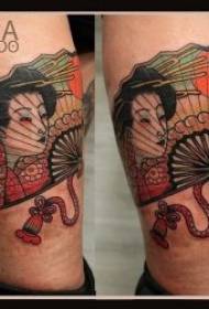 Uzorak tetovaže obožavatelja 10 obojena tetovaža japanski geisha obožavatelj tetovaža