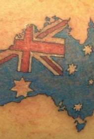 Nugaros spalvos Australijos vėliava ir žemėlapio tatuiruotė