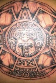 Patró de tatuatge amb tòtem de pedra asteca de sol
