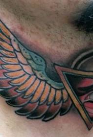 Neck old school gekleurde piramide tattoo foto