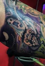 Ilustracijski stil zabavlja različite dizajne tetovaže čudovišta