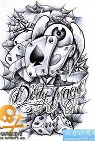 manoscritto modello di tatuaggio di carte da gioco in stile europeo e americano