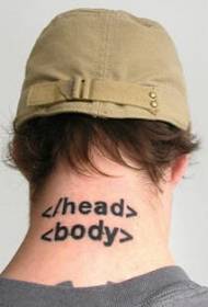 Patrón de tatuaxe do alfabeto inglés de pescozo masculino