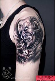Cool and handsome one demon Satan tattoo pattern