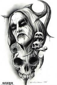 Uzorak tetovaže boga smrti i lubanje