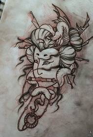 Tradicionalni rukopis tetovaže zmija od zmija