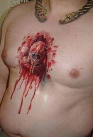Боја на градите крвава шема за тетоважа чудовиште