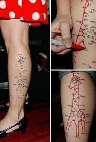 Moteriškos kojos asmenybės žirafos tatuiruotės modelis