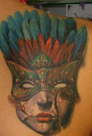 Modelli di tatuaggi europei e americani: modello di tatuaggio maschera europea e americana di colore spalla