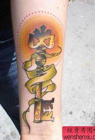 Arm European style key tattoo pattern