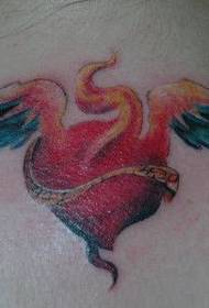 Bel modello di tatuaggi di ali d'amore di colore