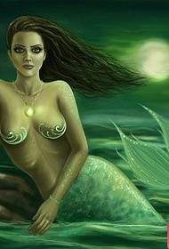 ຮູບແບບ tattoo mermaid ແບບຄລາສສິກ