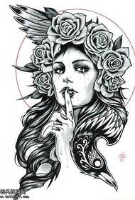 Eskuizkribua Girl Rose Tattoo Pattern