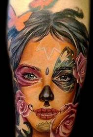 Death Girl Portrait Tattoo Pattern