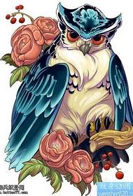 Manoscritto Color Owl Tattoo Pattern