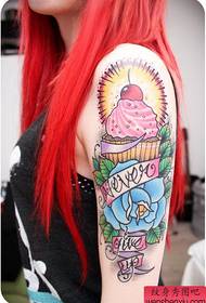 Mga batang babae Arm Pop Pop Ice Cream at pattern ng Rose Tattoo