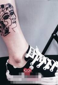 Línea abstracta patrón de tatuaje de personaje de Picasso