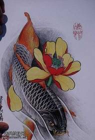 Padrão de tatuagem de koi chinês manuscrito