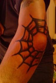 Patrón de tatuaje de tela de araña negra de personalidad de brazo