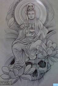 naskah pola tato lotus Guanyin