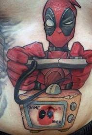 Side rib fun cartoon dead waiter and game console tattoo pattern
