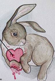 Handrit Love Rabbit Tattoo Pattern