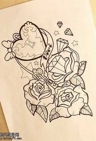Rukopis ruže diamant tetovanie vzor